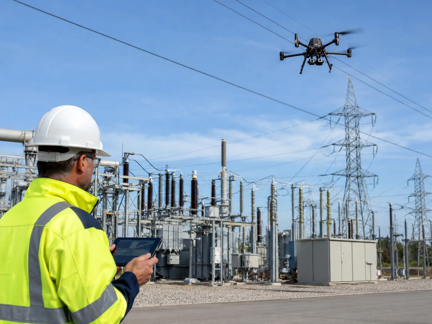 Inspection de poste électrique par drone DJI Matrice 400 avec capteur thermique Zenmuse H30T